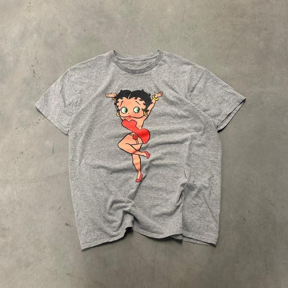 Vintage Grey Betty Boop‎ Looney Tunes Girls Cute Shirt